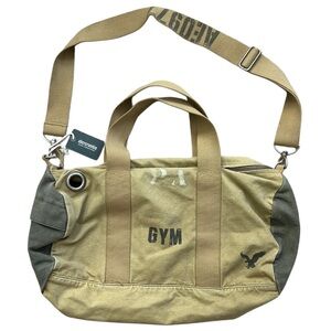 American Eagle Outfitters Vintage Polo Beige Black Gym Duffle Bag